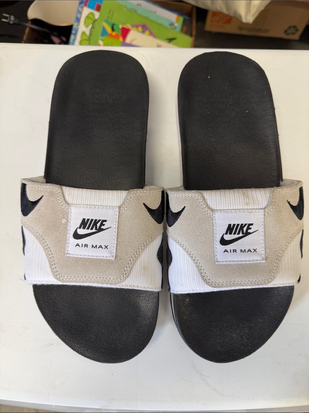 Nike Air Max Slide Sandals in White Gray Black US10  DH0295-102